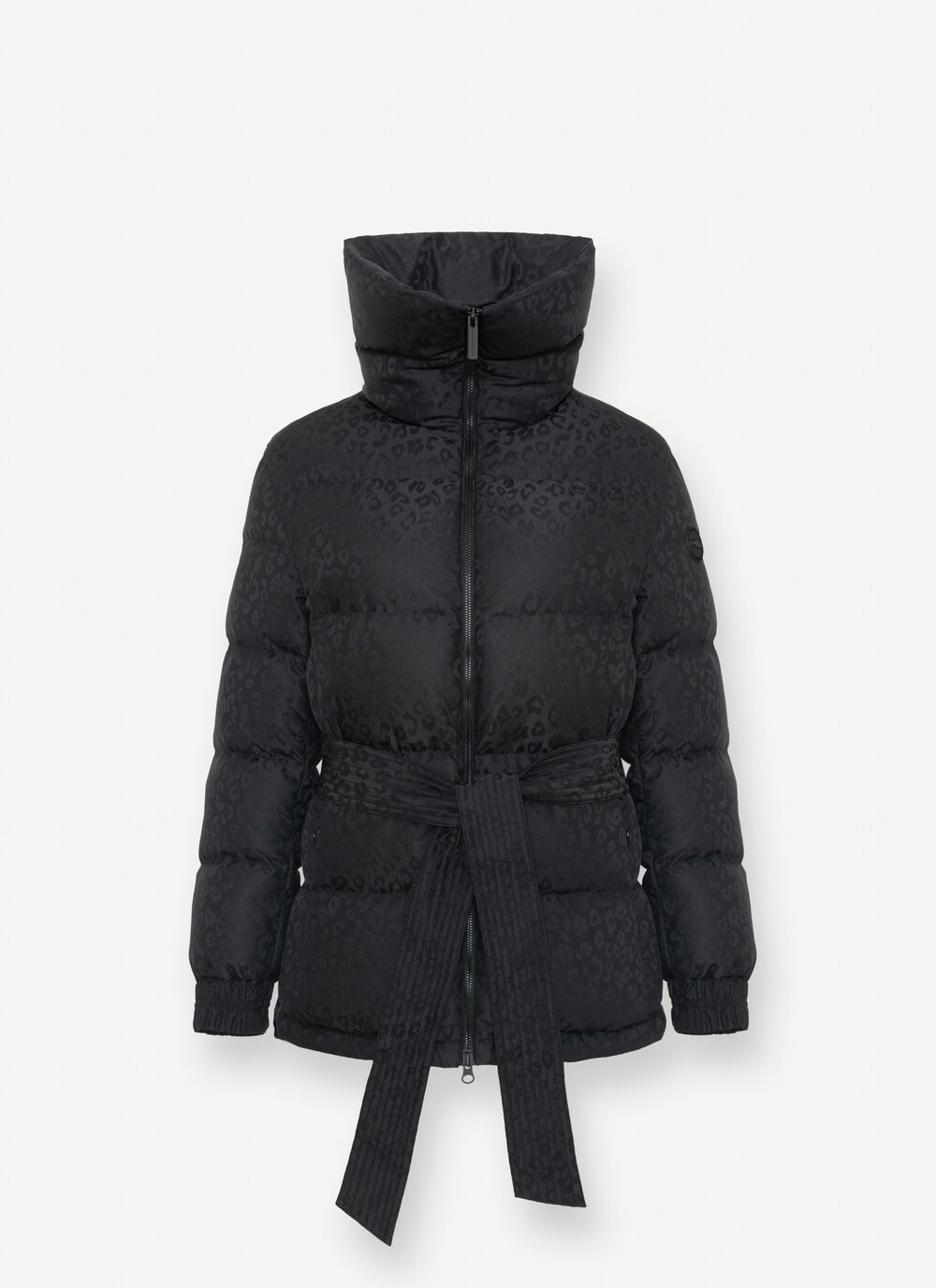 Animal print down jacket with belt image number 4