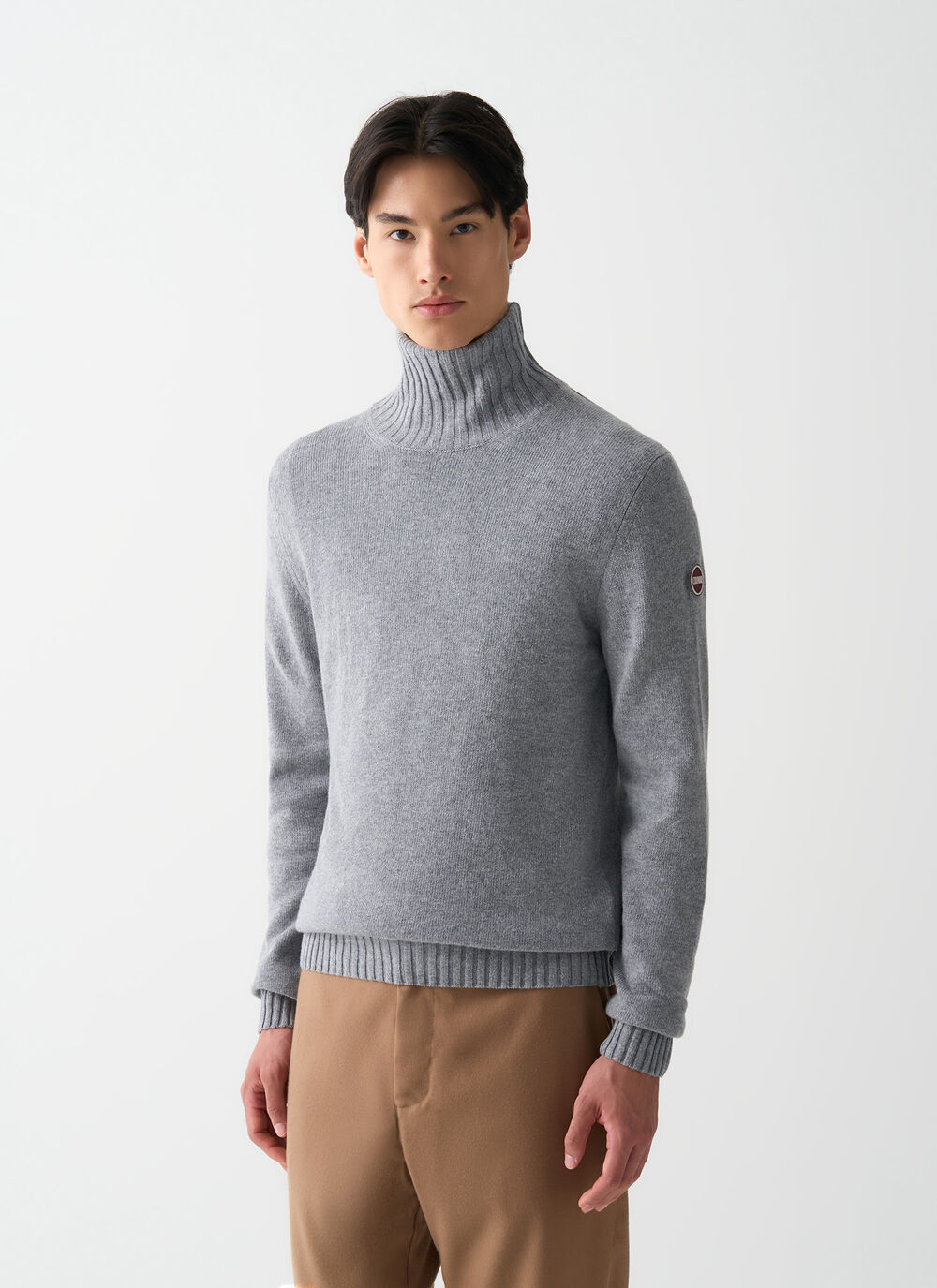 Branded wool polo-neck pullover image number 0
