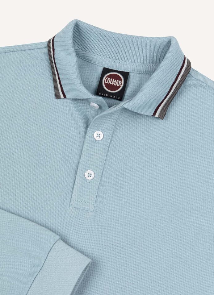 Long-sleeved polo shirt in stretch piqué image number 5