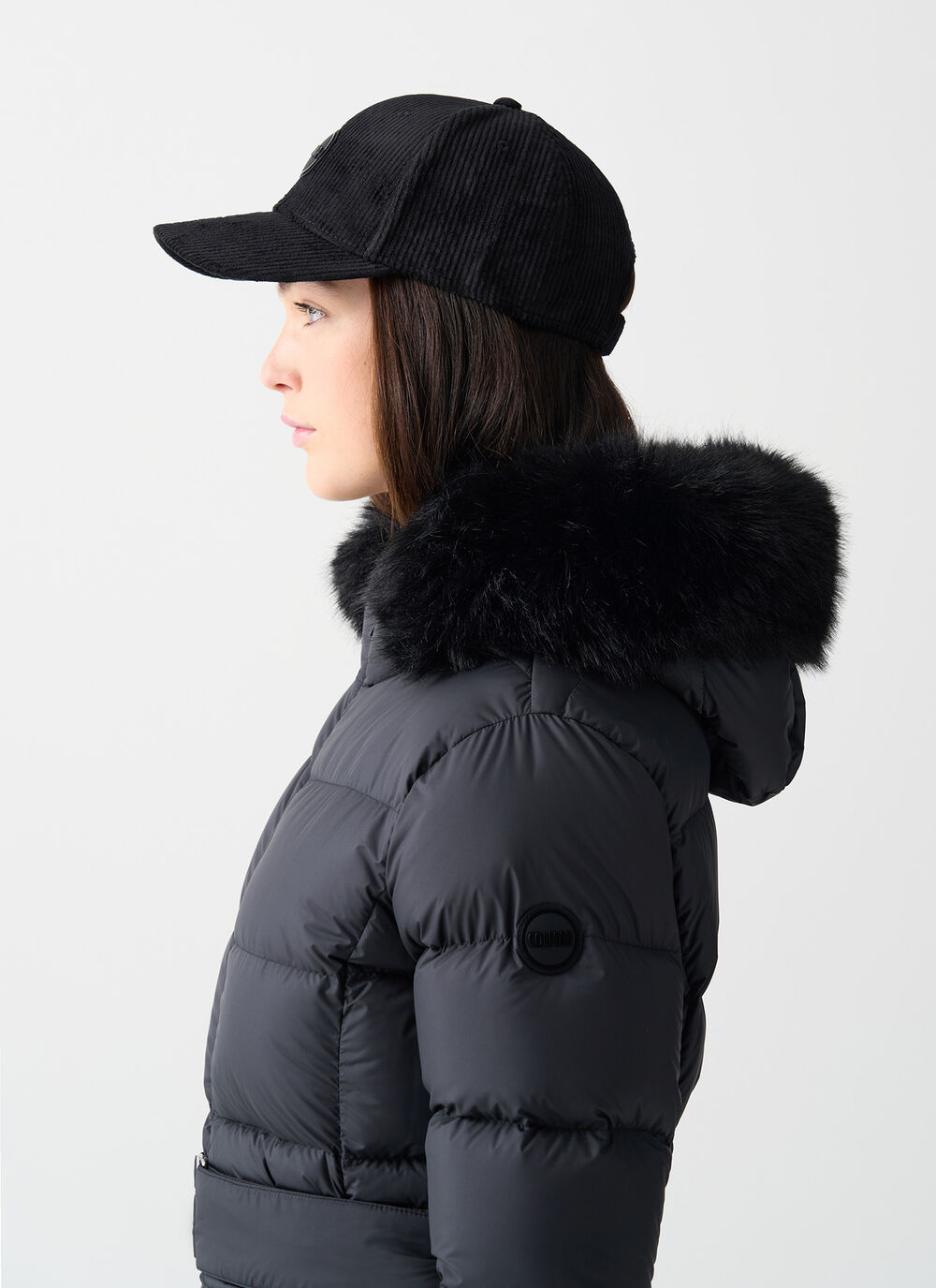 Long matte down jacket with faux fur image number 2