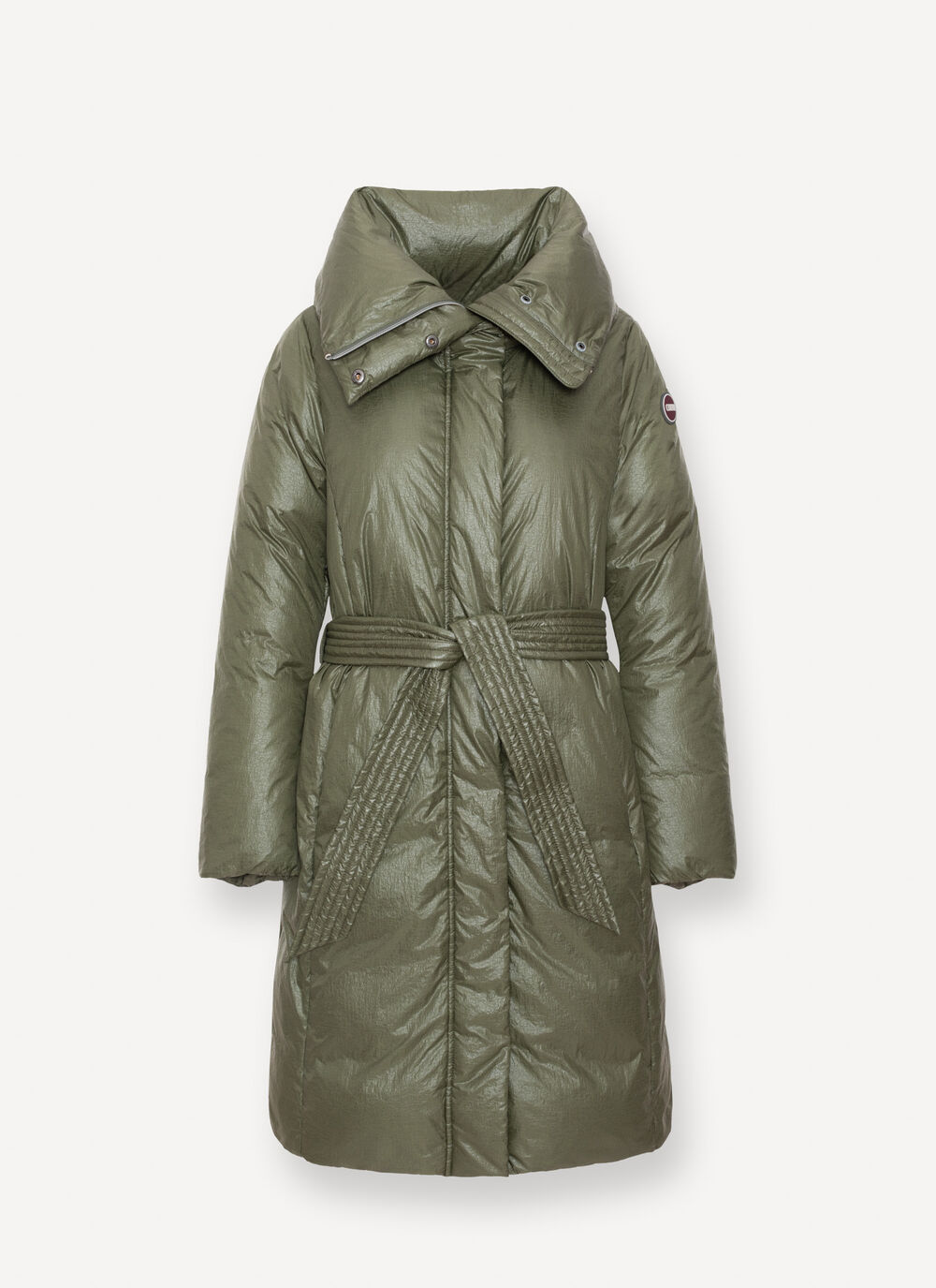 Long marble-effect down jacket image number 4