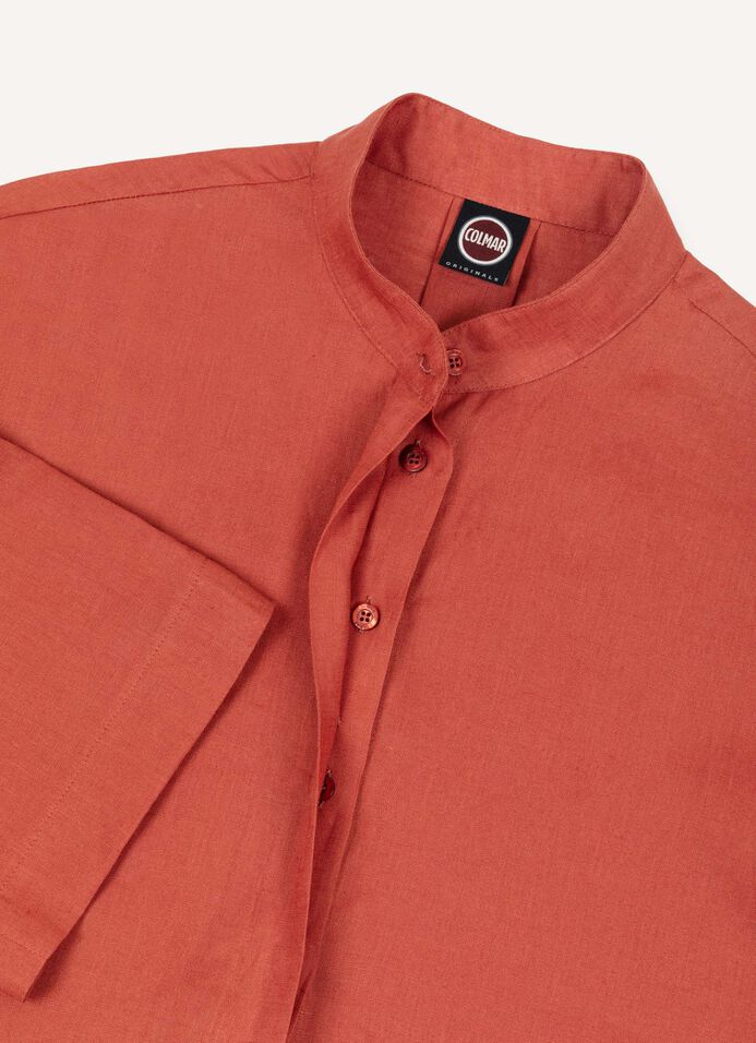 Linen Mandarin Collar Shirt image number 6