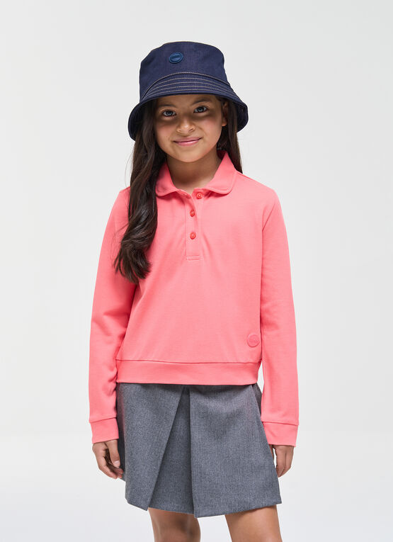 Long-sleeve piqu&eacute; polo shirt