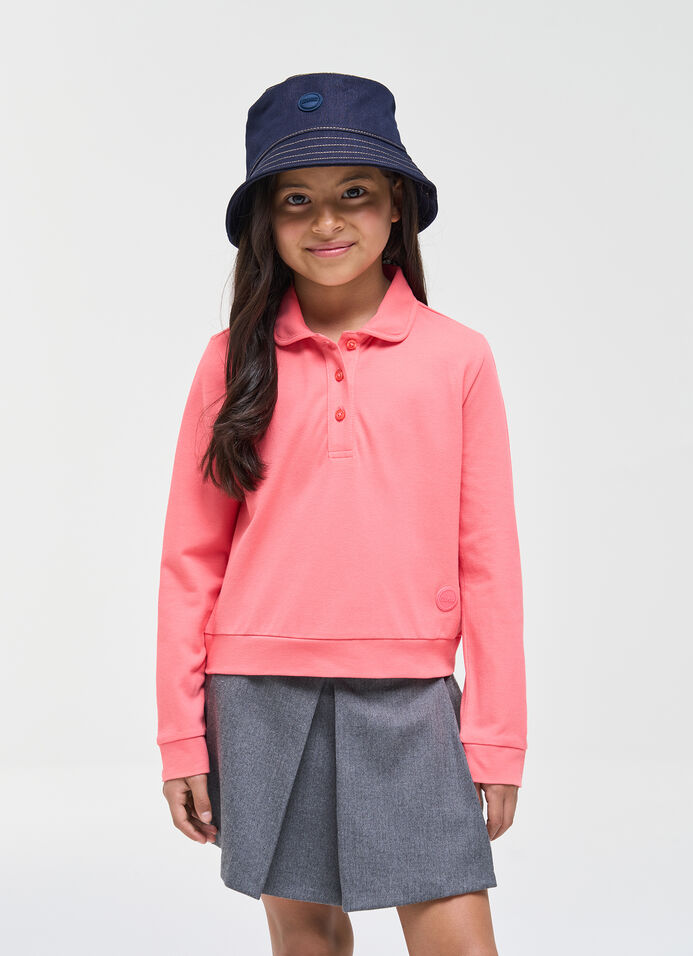 Long-sleeve piqu&eacute; polo shirt