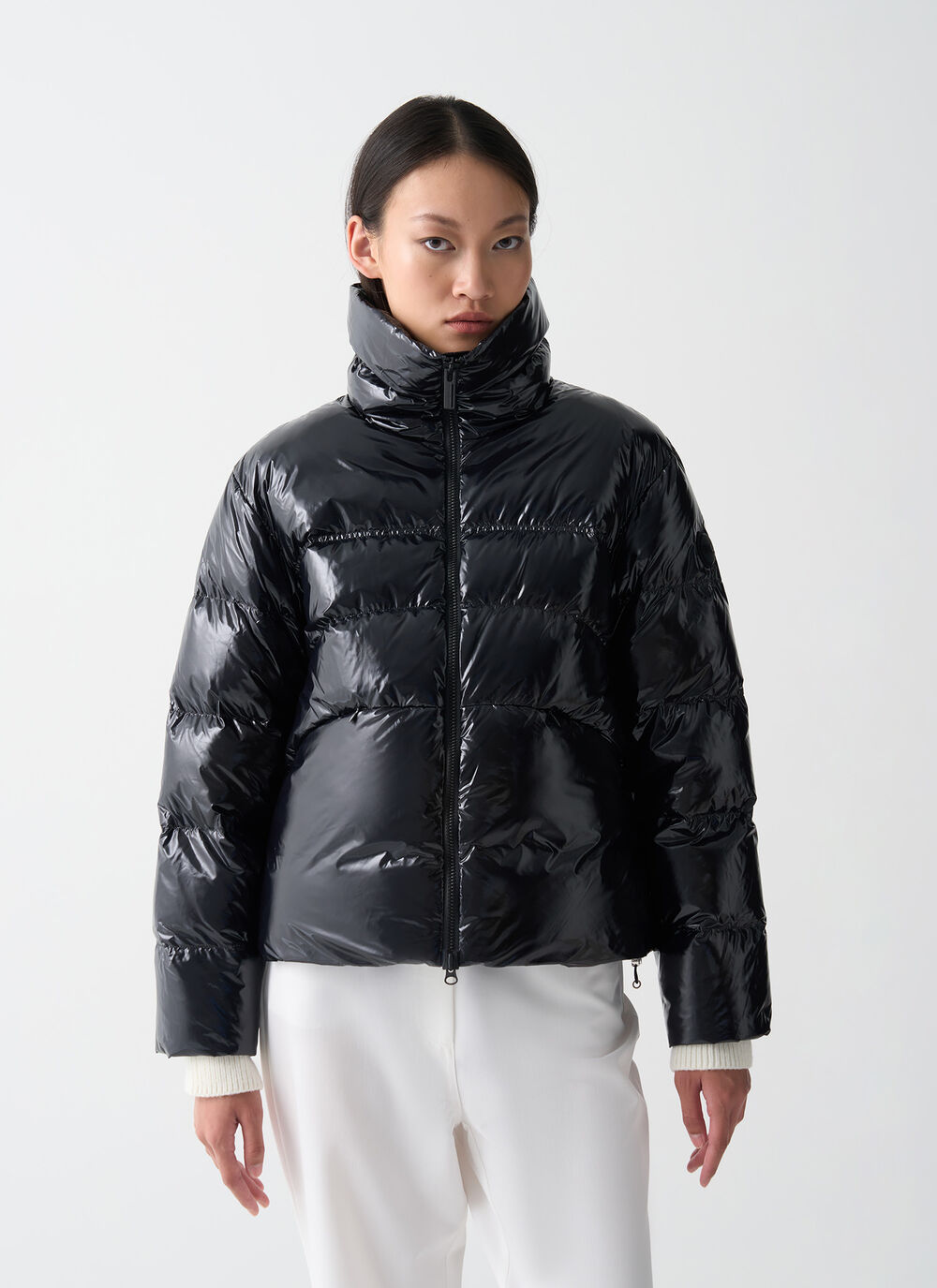 Glossy down jacket with high collar image number 1