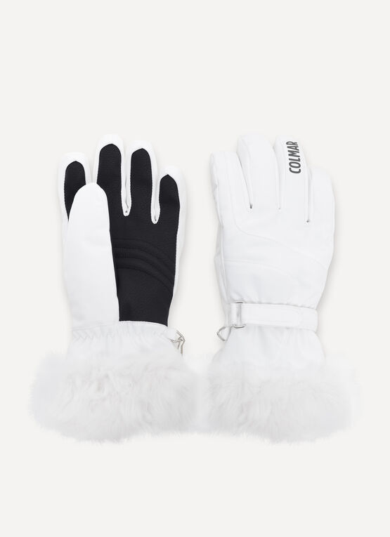 Women's ski gloves with faux fur trim