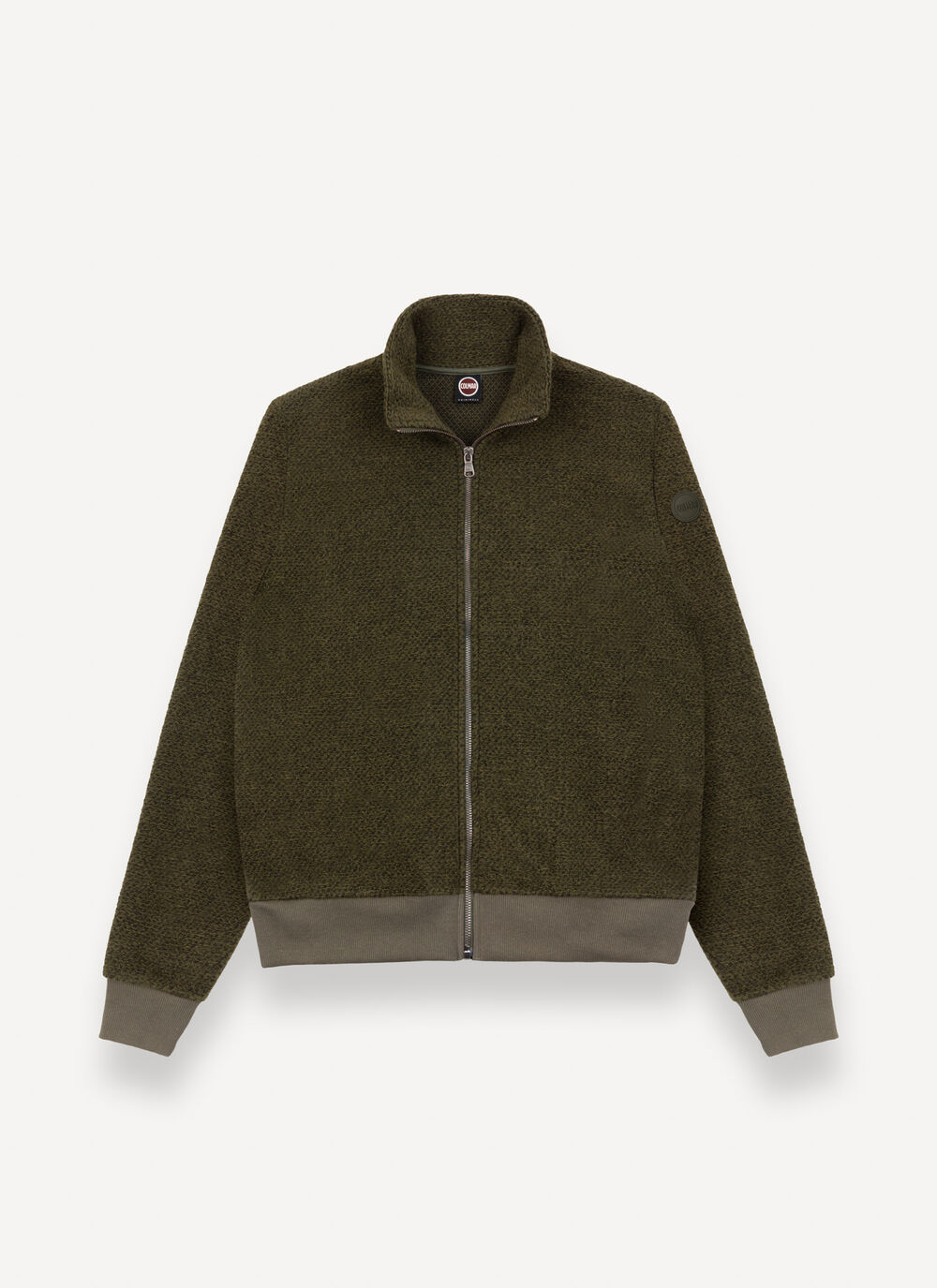 Zip-up wool sweatshirt with knit effect image number 3