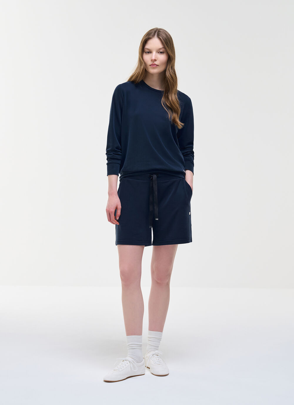 Sweat-shirt &agrave; col rond en modal doux image number 1