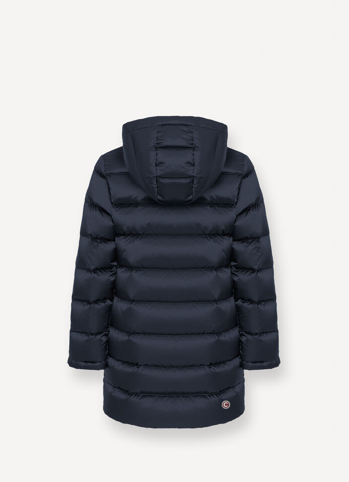 Reversible hooded mid-length down jacket image number 6