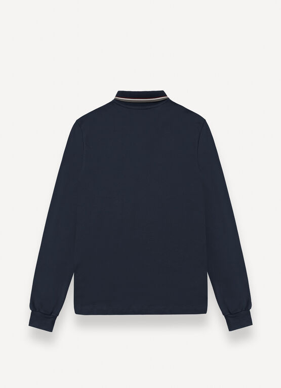 Long-sleeved tricolour polo shirt