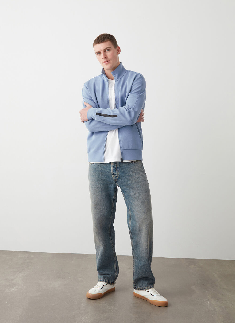 Zip-up sweatshirt with logo tape image number 0