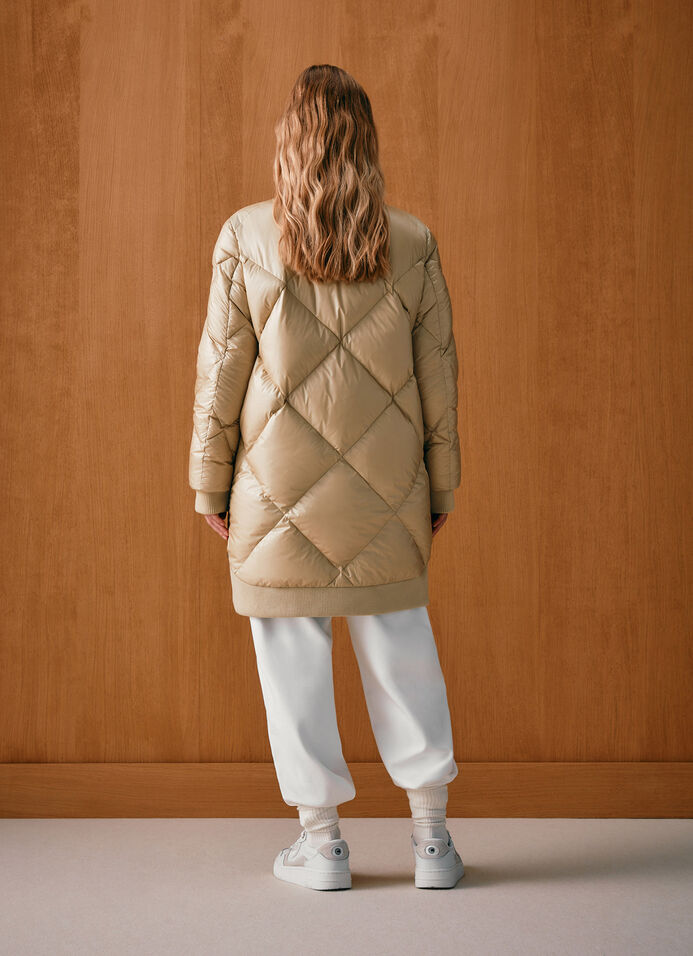 Long colour-block bomber jacket with diamond design image number 3