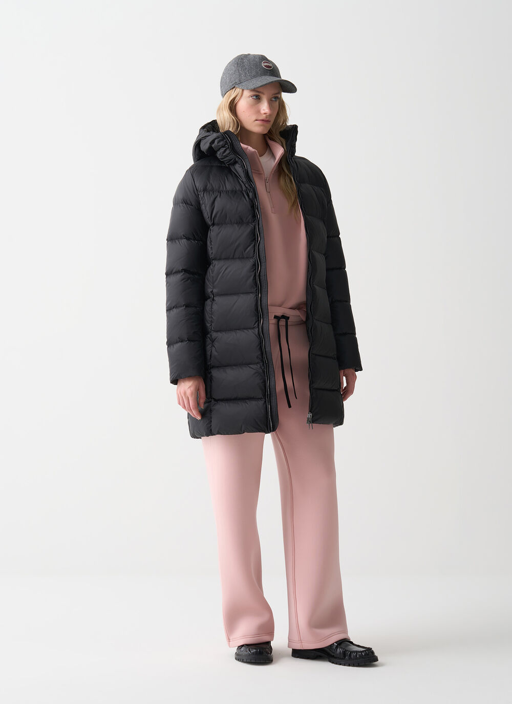 Long down jacket with hood image number 0