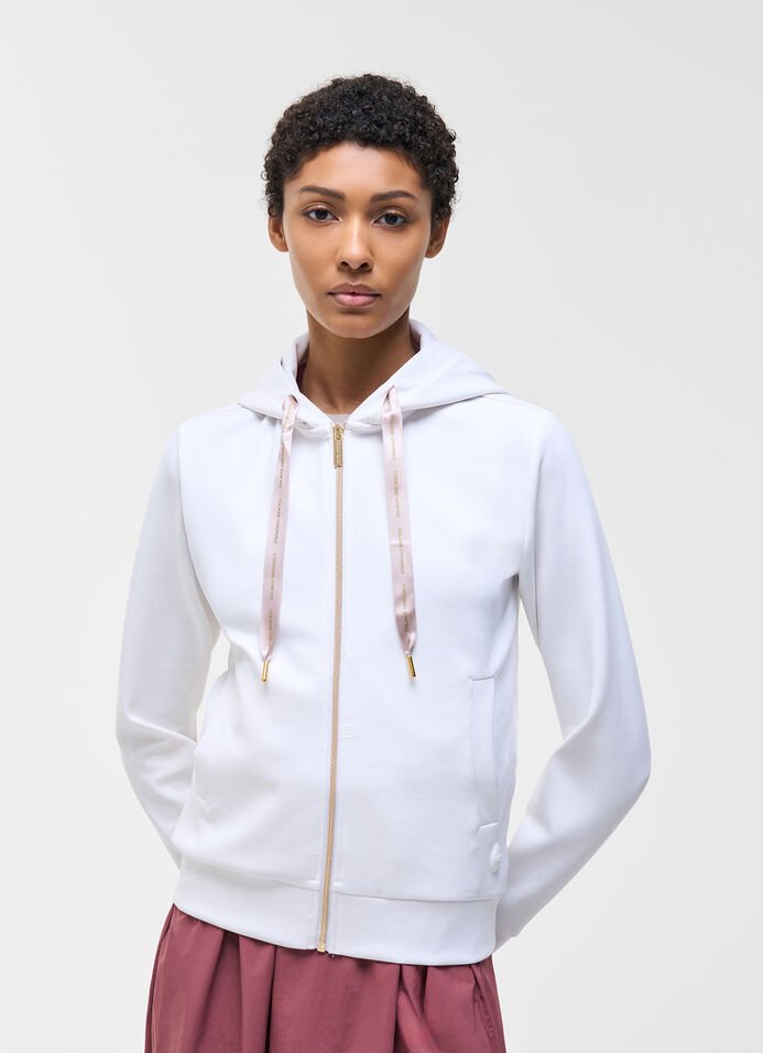 Sweat-shirt en coton modal avec zip pleine longueur