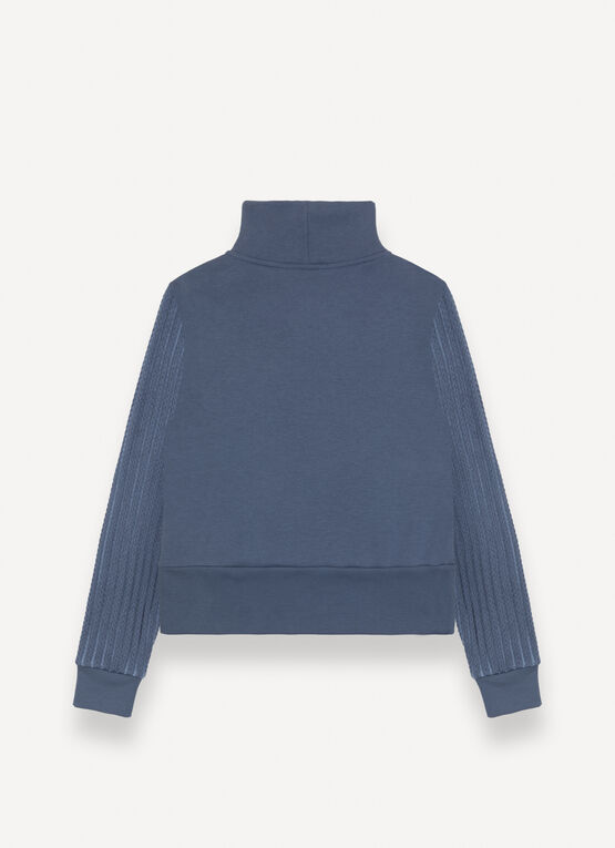 Sweatshirt with cable-knit sleeves