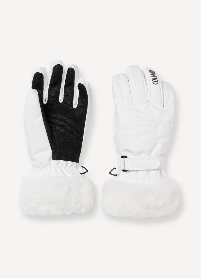 Women's ski gloves with faux fur trim image number 0