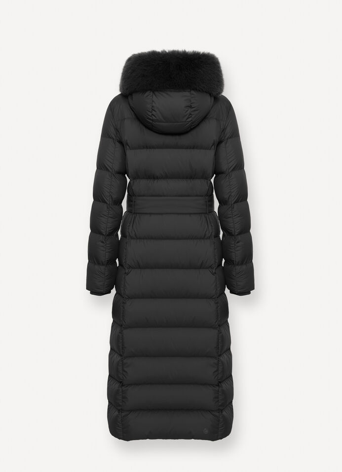 Long matte down jacket with faux fur image number 6