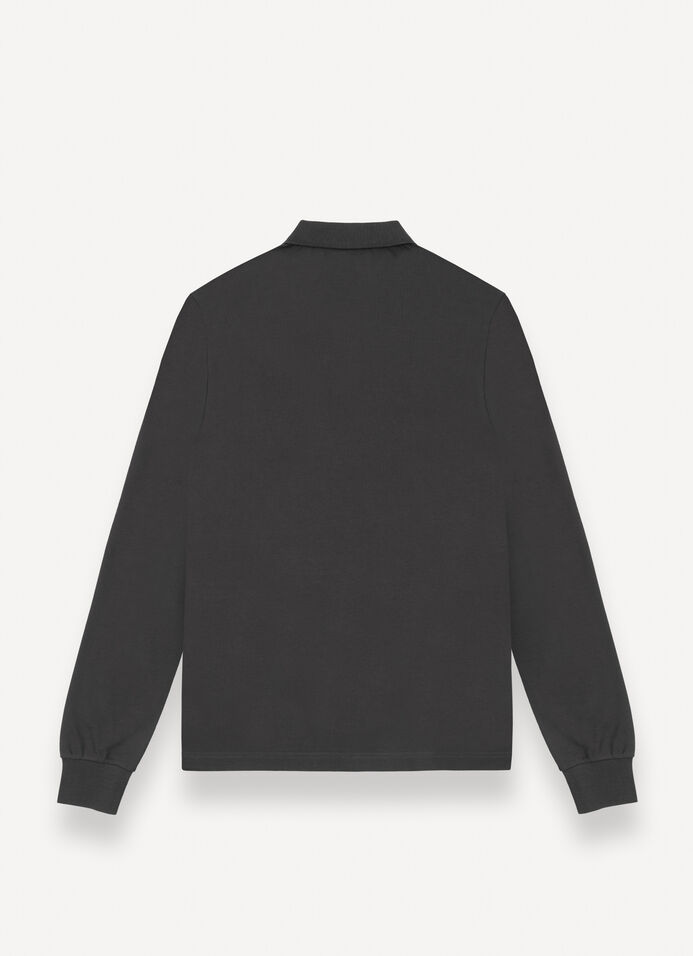 Long-sleeved polo shirt in stretch piqué image number 4