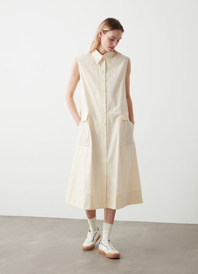 Sleeveless poplin dress image number 2