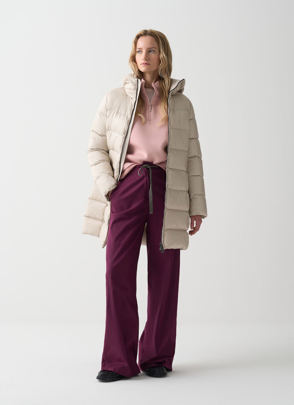 Long down jacket with hood image number 0