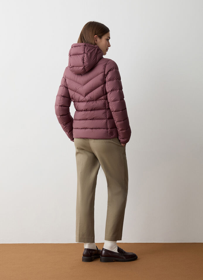 Down jacket with fixed hood in matt fabric image number 3