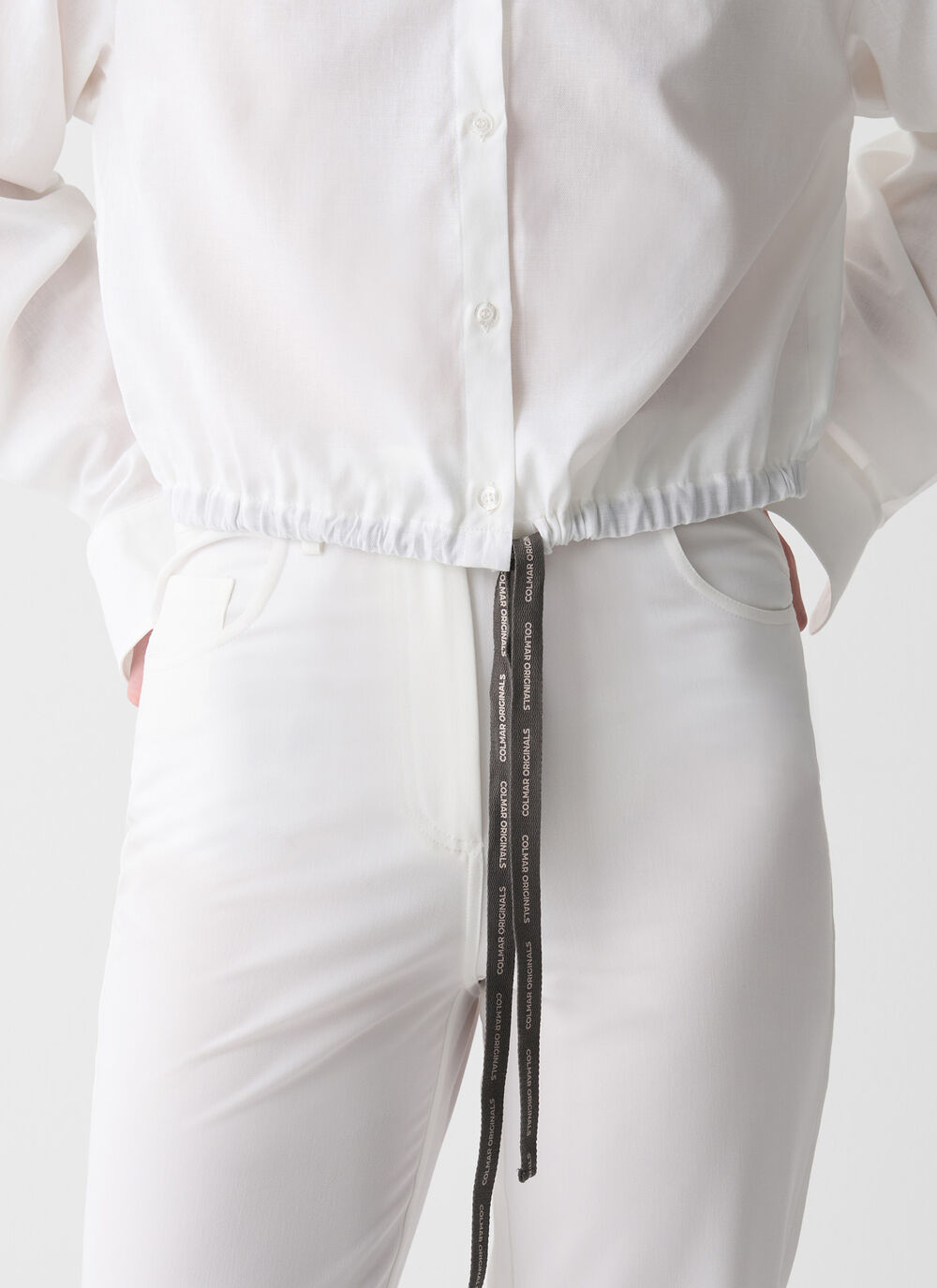 Cropped shirt with drawstring image number 2