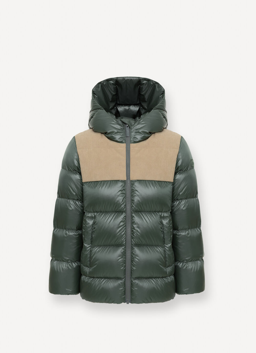 Down jacket with velvet inserts