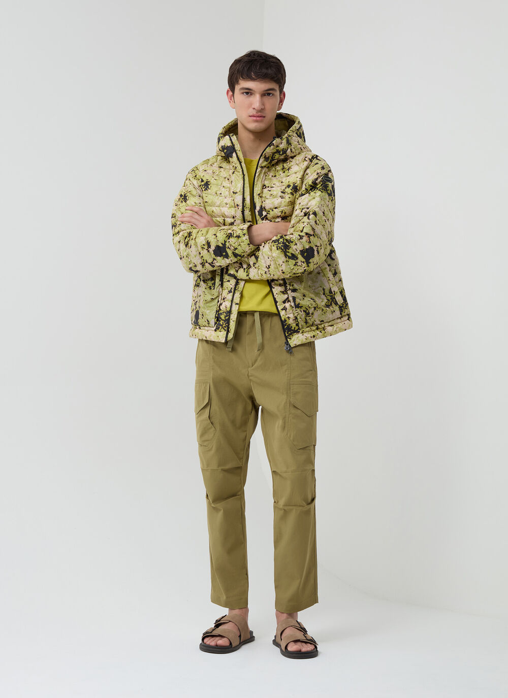 Pixelated camouflage down jacket image number 0