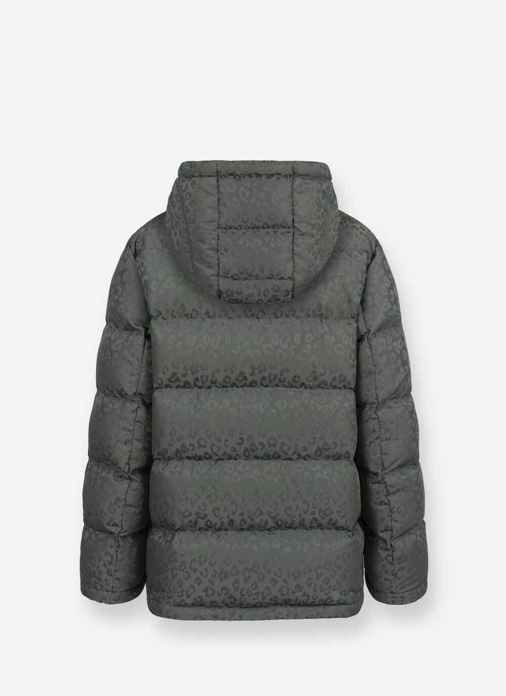 Animal-print hooded down jacket image number 5