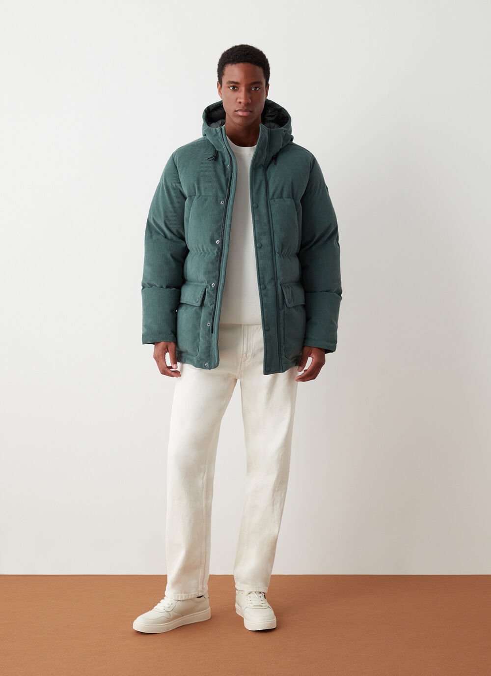 Waterproof corduroy down jacket image number 1