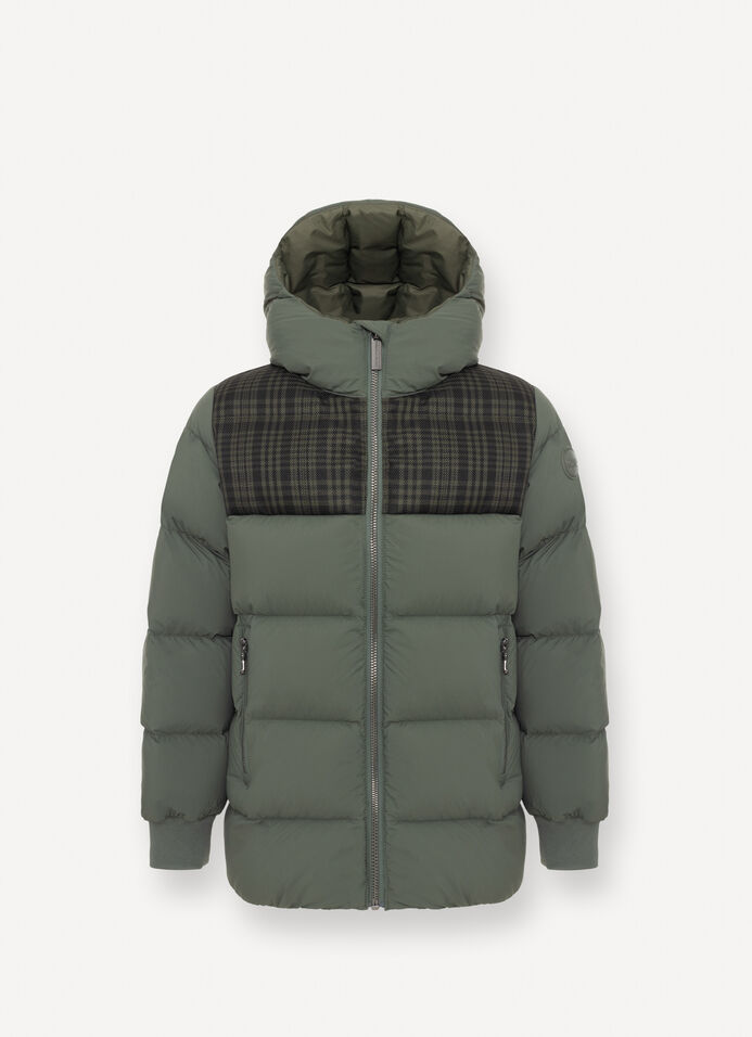 Check hooded down jacket image number 4