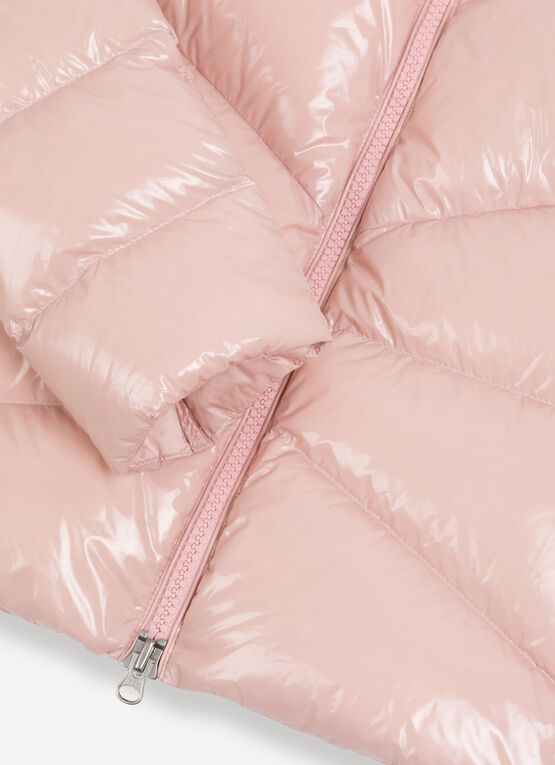 Superglänzende Daunenjacke mit wattiertem Kragen