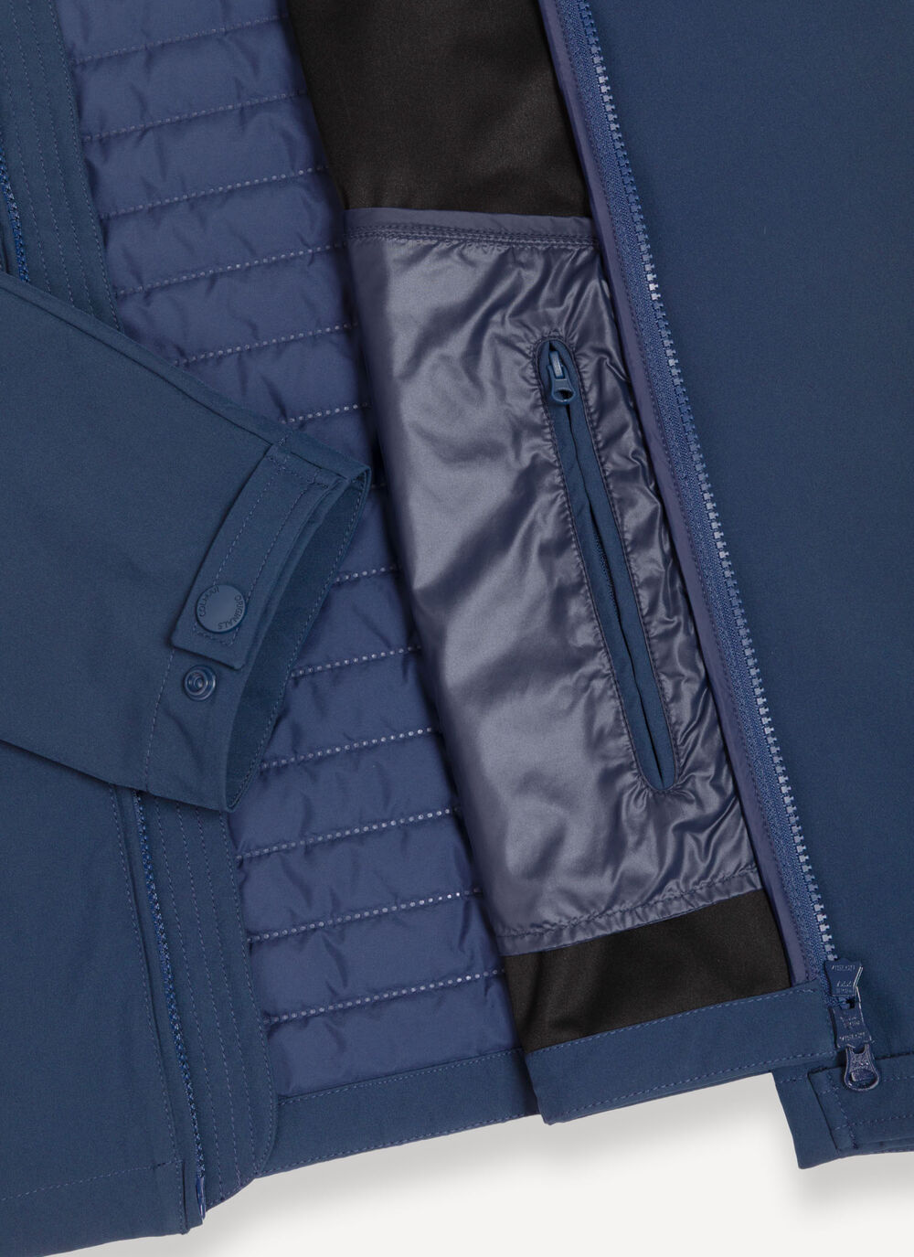 Bi-material wad-padded biker jacket image number 6