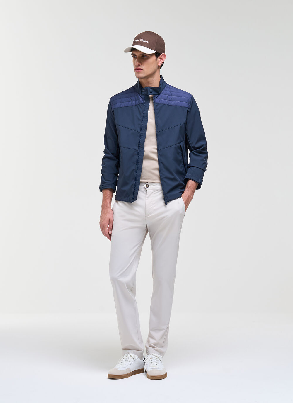 Bi-material wad-padded biker jacket image number 0