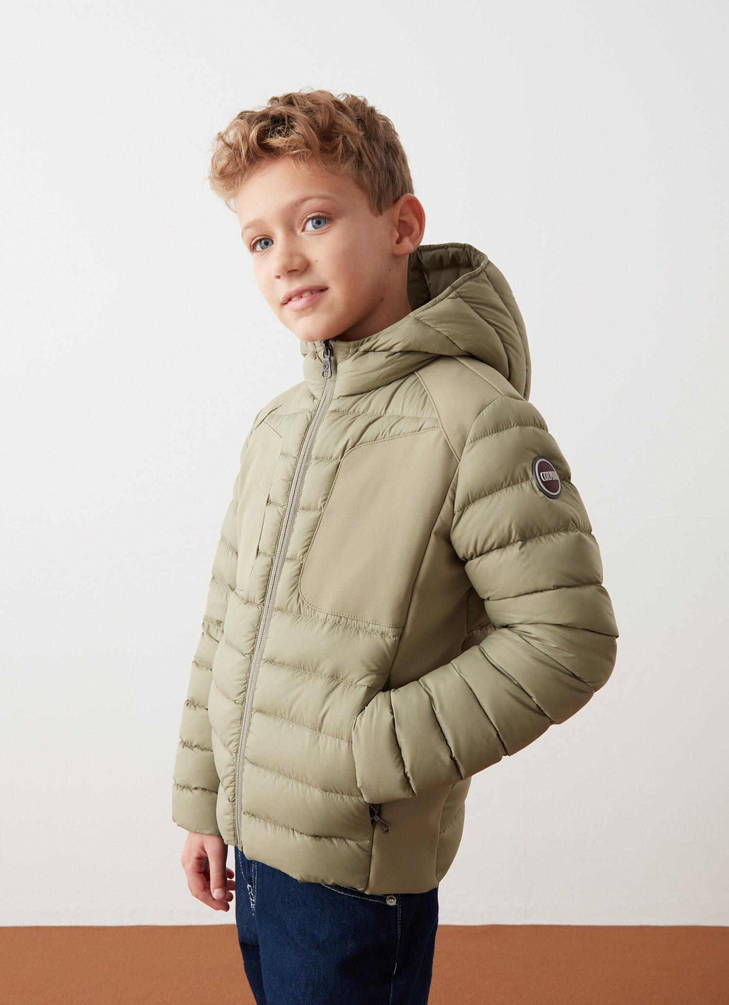 Boys down jacket with hood sale