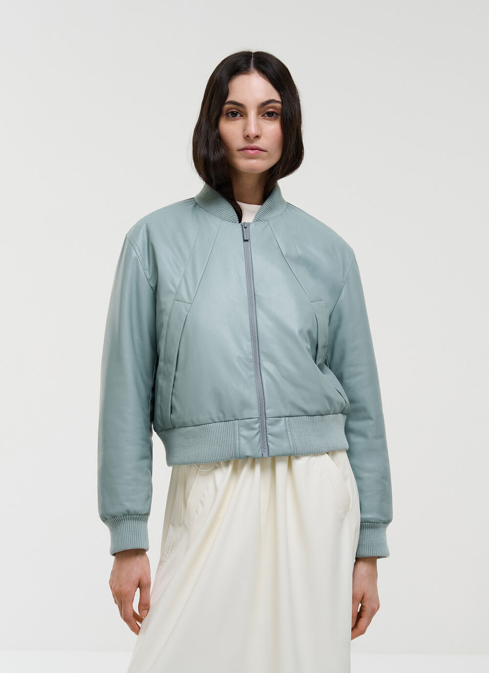 Faux leather bomber jacket image number 1