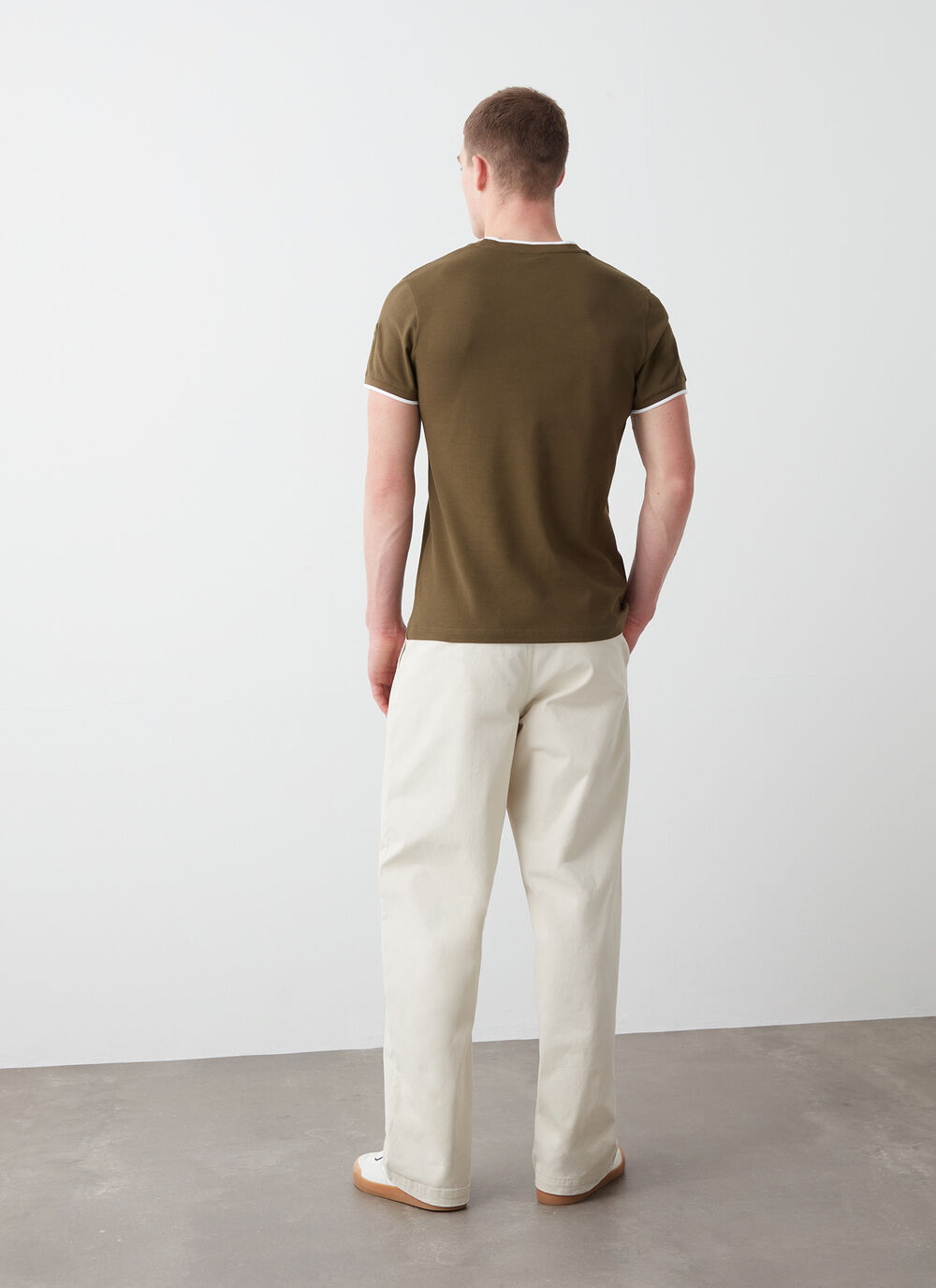 T-shirt en piqu&eacute; &agrave; rayure contrast&eacute;e image number 3