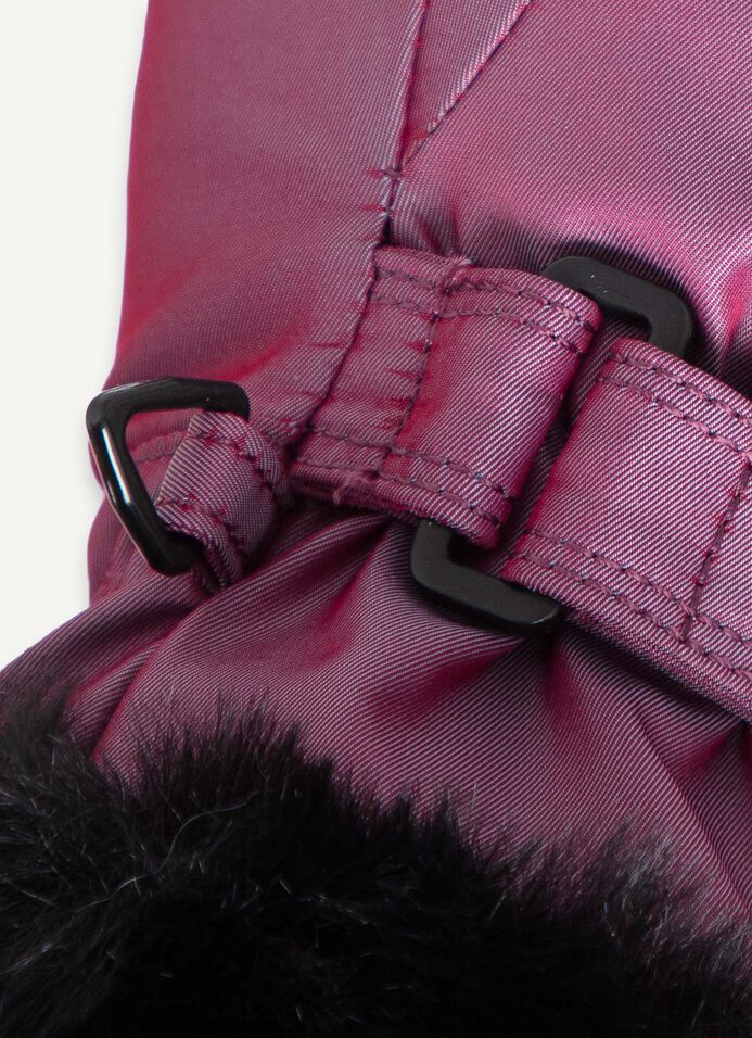 Women's iridescent ski gloves with faux fur image number 1