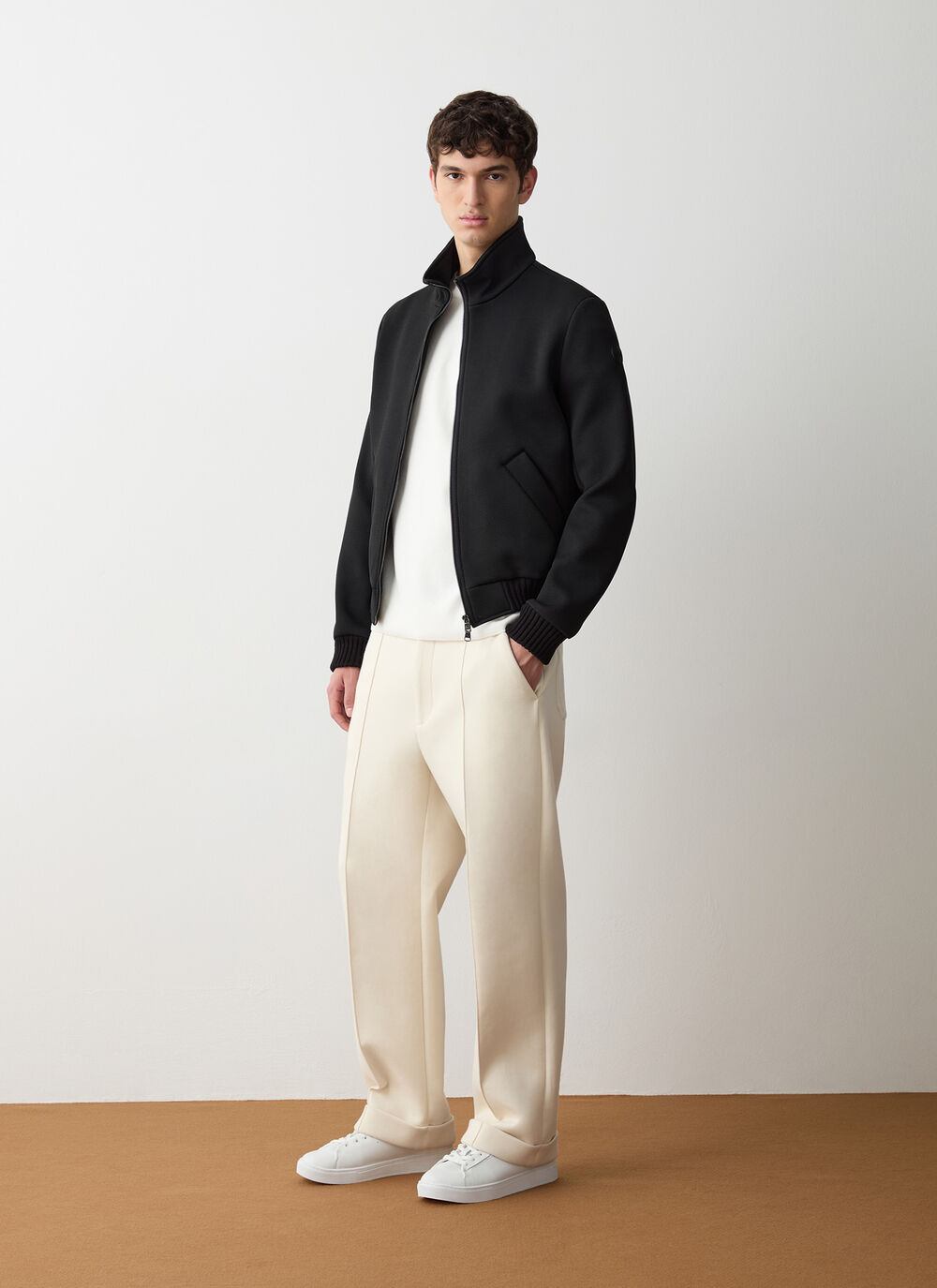 Unpadded honeycomb-effect bomber jacket image number 2