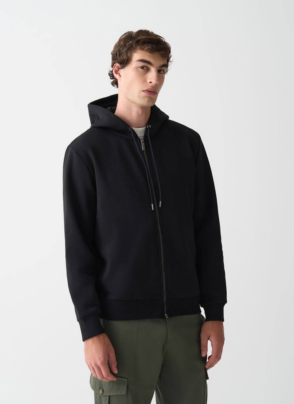 Full zip cotton sweatshirt image number 1