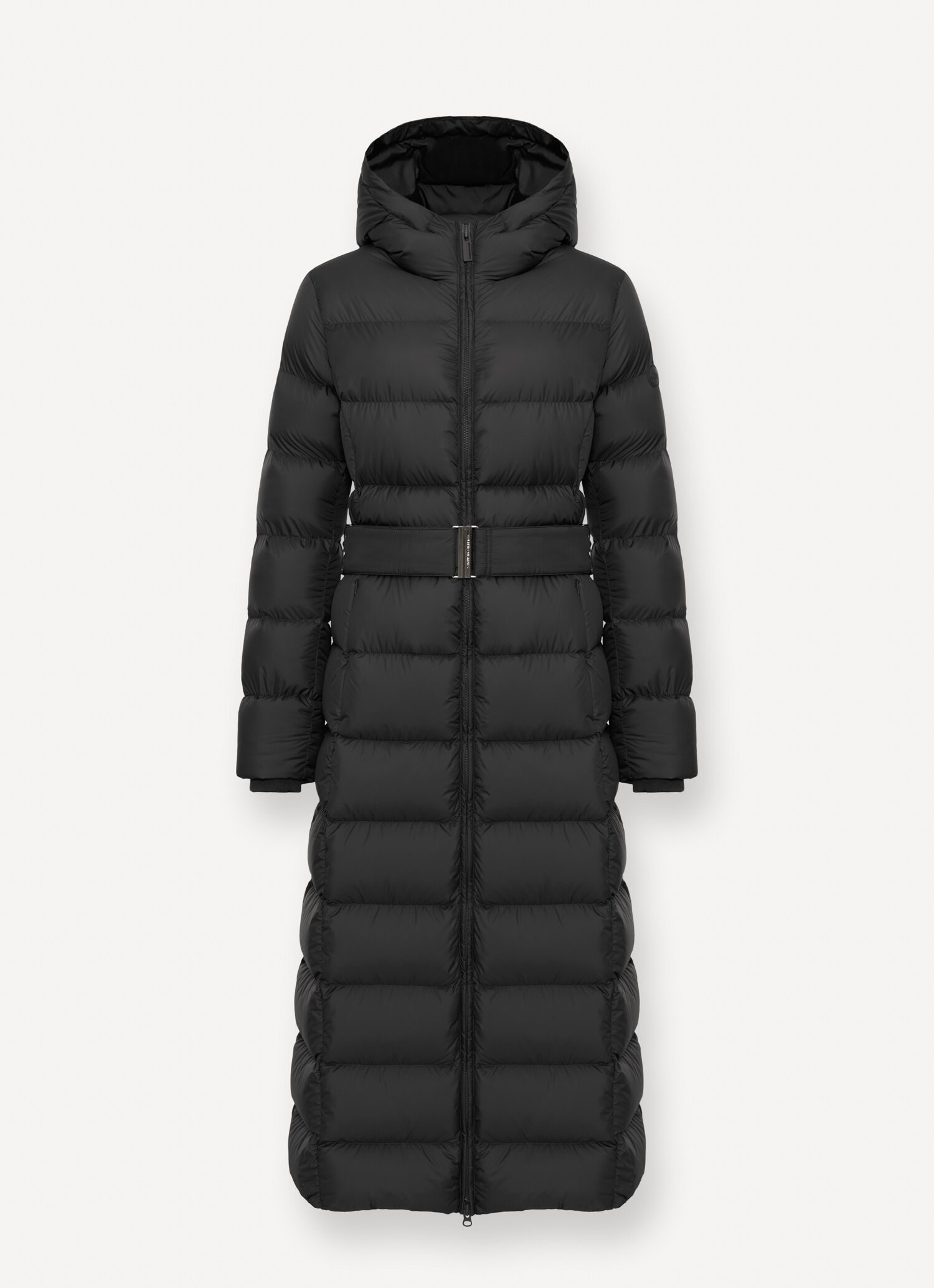 Long matte down jacket with belt - BLACK | Colmar