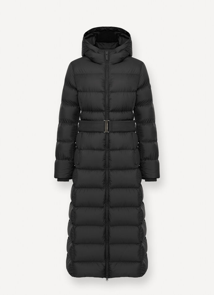 Long matte down jacket with belt image number 4