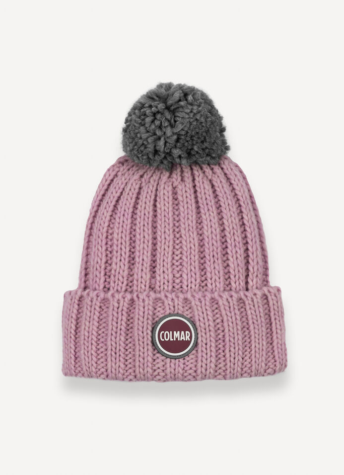 Unisex rib-knit hat with pom-pom image number 1