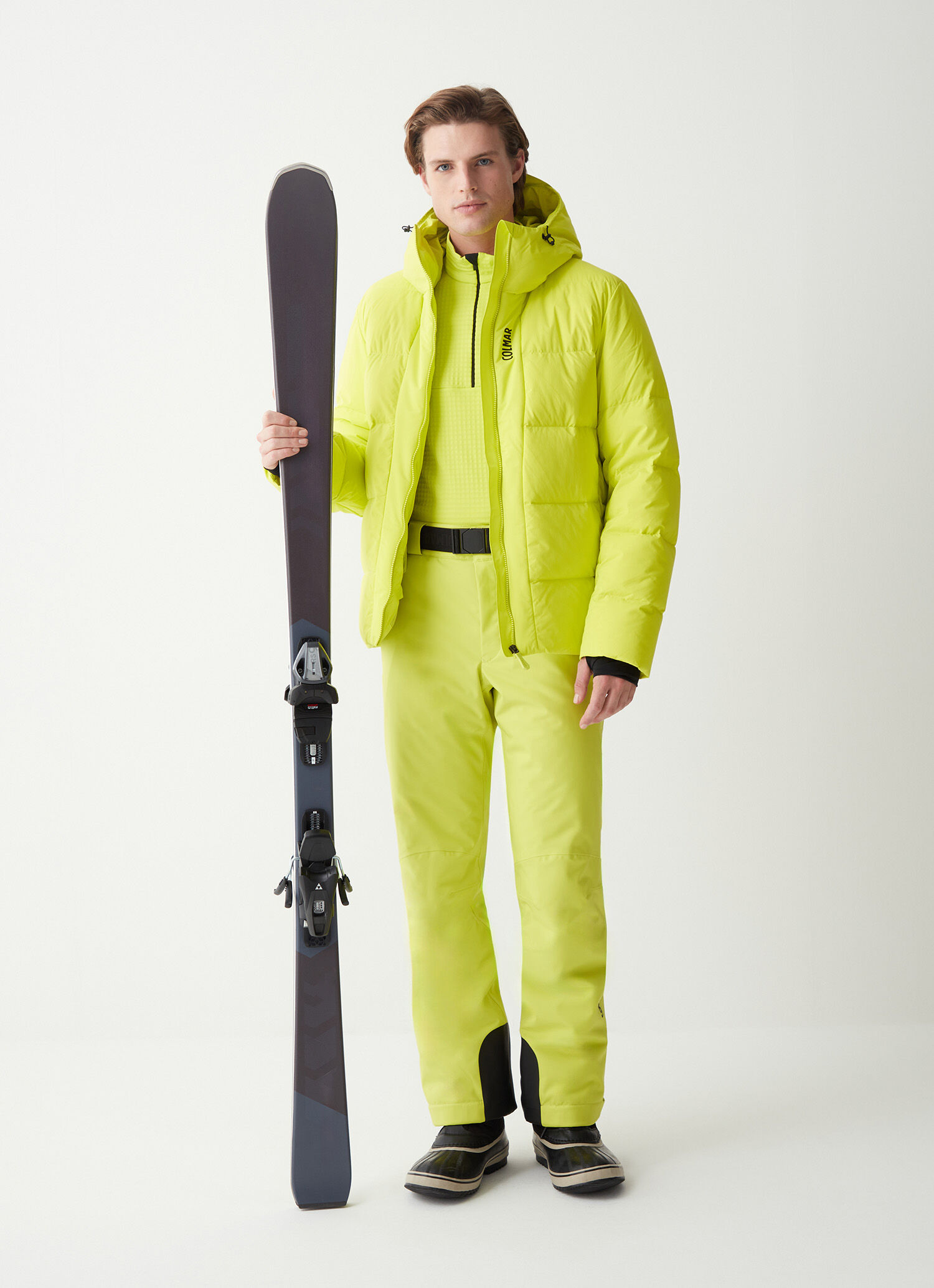 Padded ski pants with belt LIME YELLOW Colmar