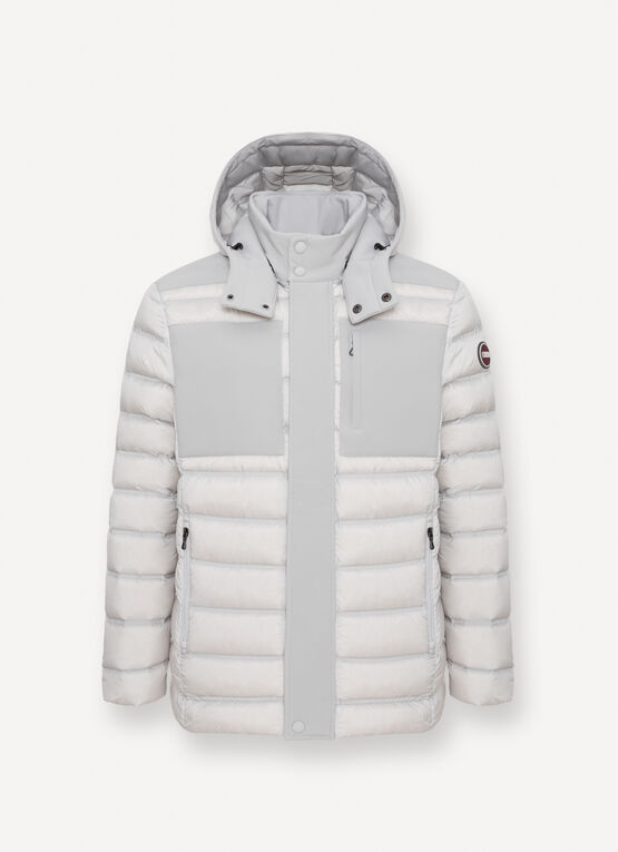 Daunenjacke mit abnehmbarer Kapuze und Neopren