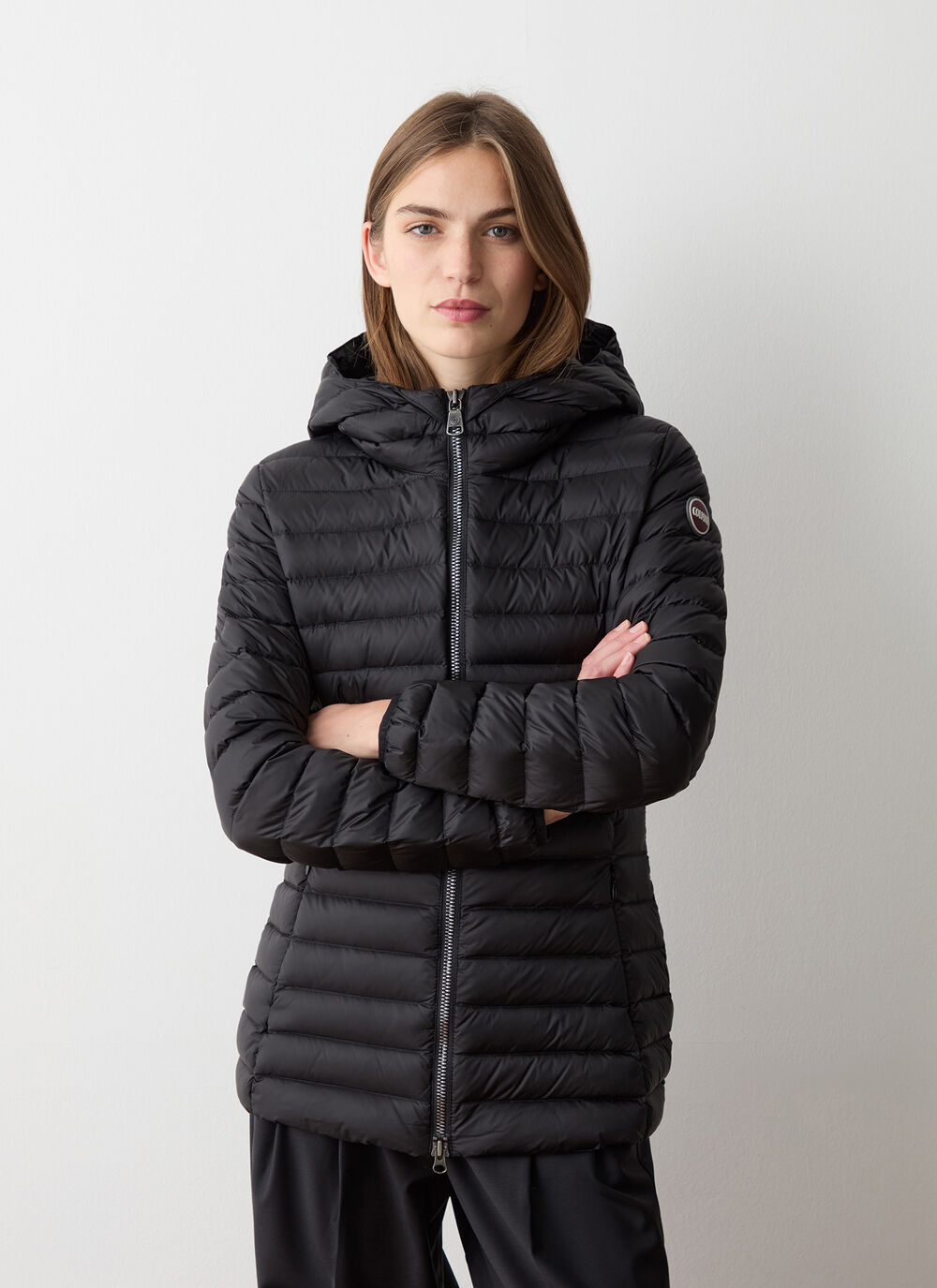 Fitted down jacket with hood image number 1