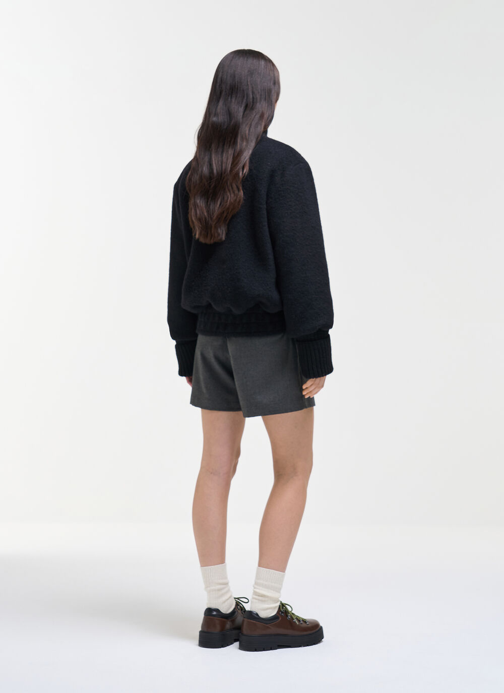 Woollen cloth bomber jacket
