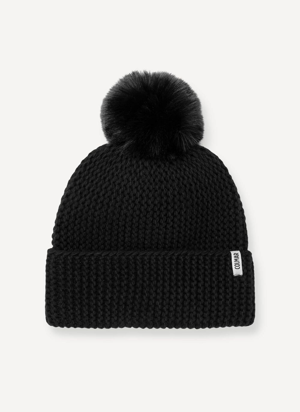 Women's hat with faux fur pom-pom image number 1