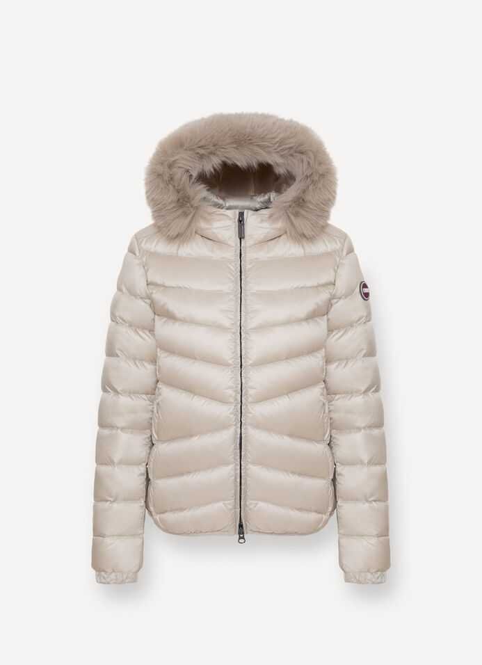 Quilted down jacket with faux fur image number 4