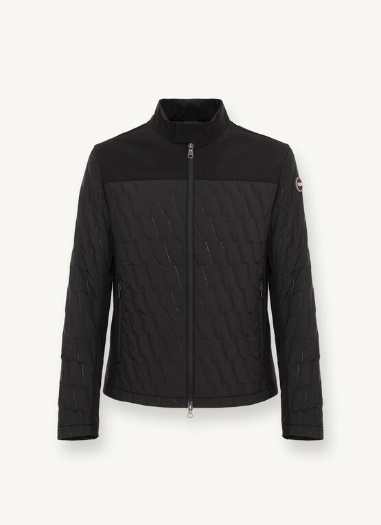 Padded biker jacket with ultrasonic stitching